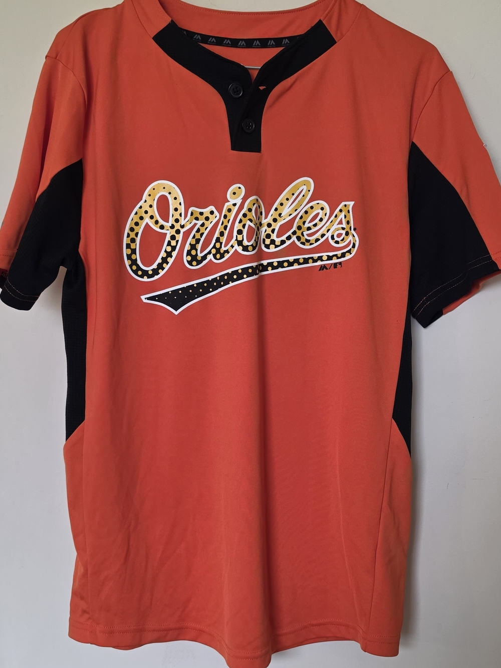 Majestic Orioles Orange and Black Baseball Henley